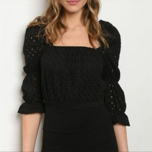 Black eyelet crop top NWOT